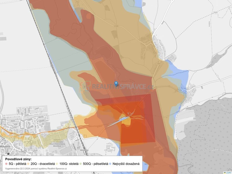 Mapa povodňových oblastí: část obce