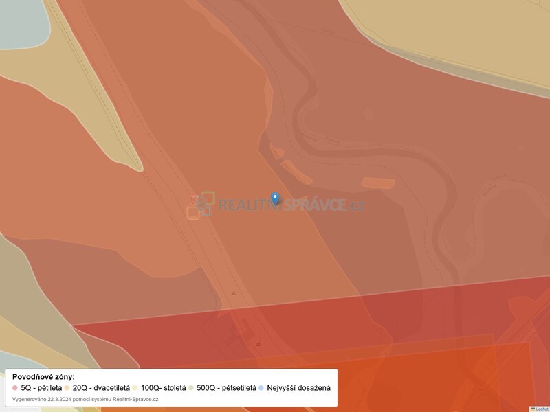 Mapa povodňových oblastí: ulice