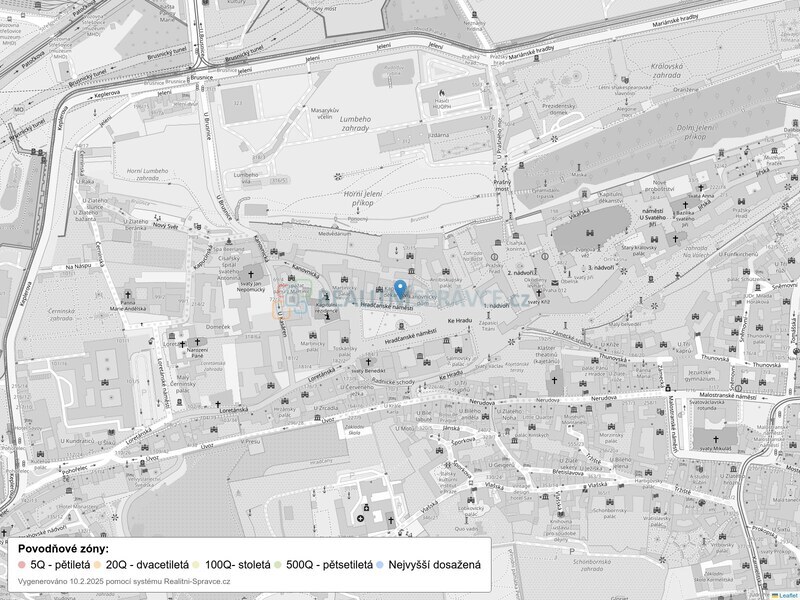 Mapa povodňových oblastí: ulice