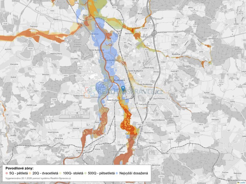 Mapa povodňových oblastí: obec