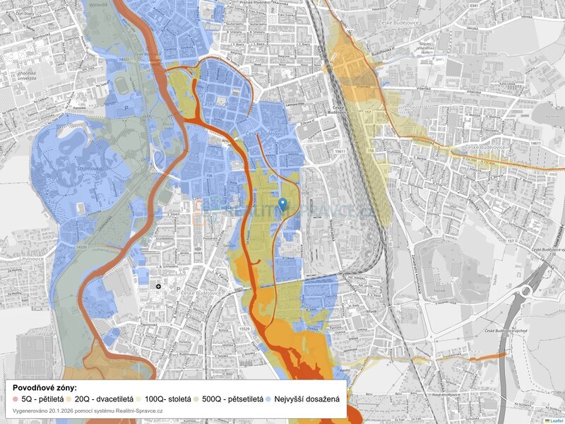 Mapa povodňových oblastí: část obce