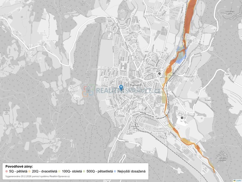 Mapa povodňových oblastí: část obce