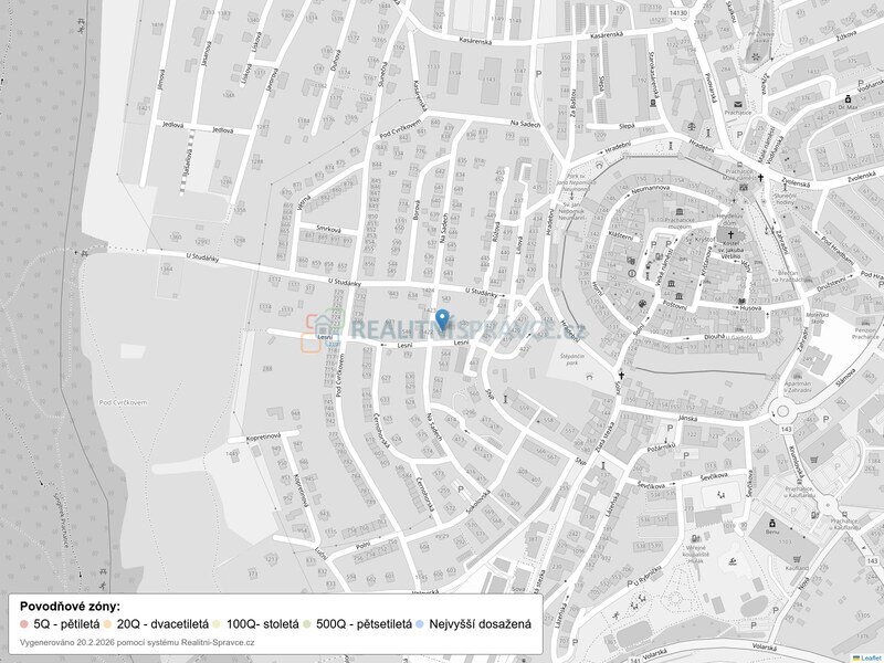 Mapa povodňových oblastí: ulice