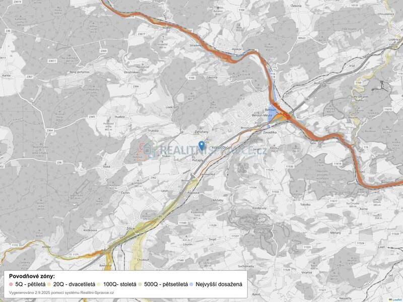 Mapa povodňových oblastí: obec