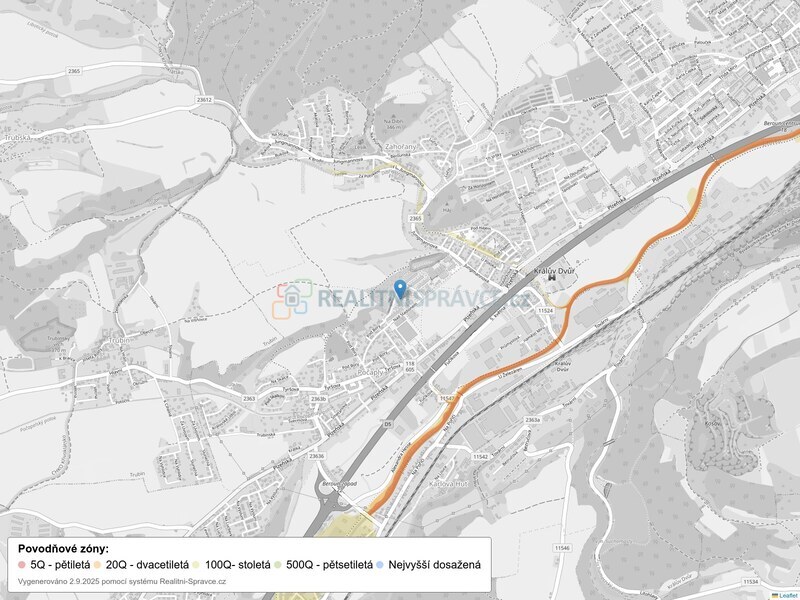 Mapa povodňových oblastí: část obce