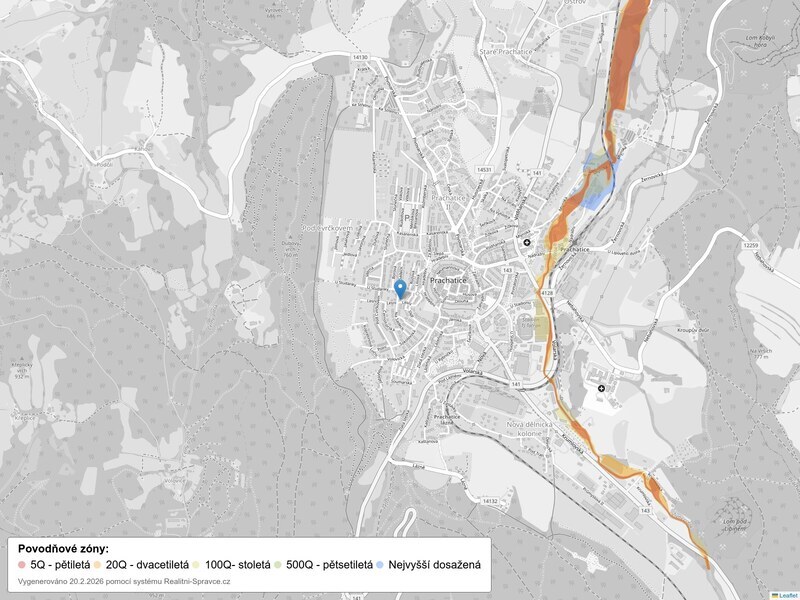 Mapa povodňových oblastí: část obce