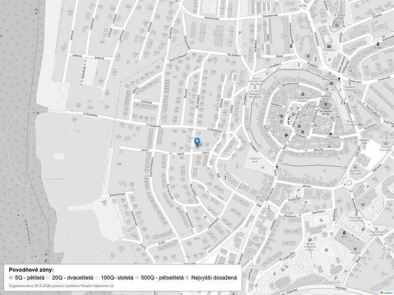 Mapa povodňových oblastí: ulice
