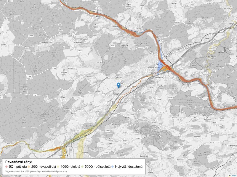 Mapa povodňových oblastí: obec