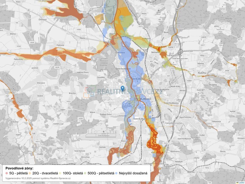 Mapa povodňových oblastí: obec
