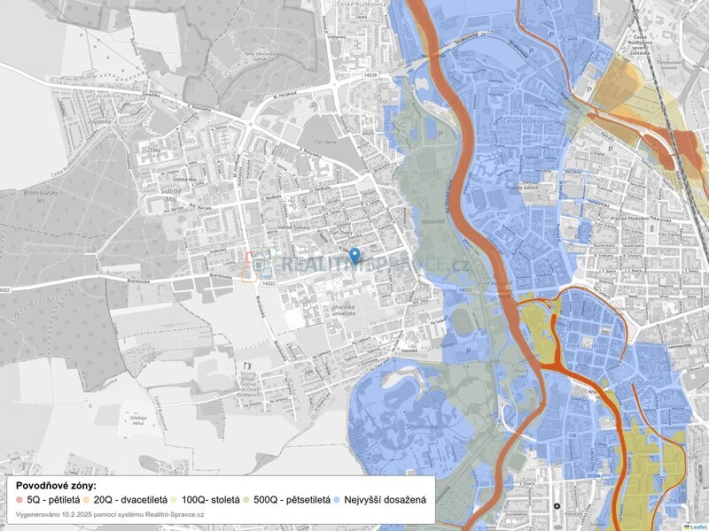 Mapa povodňových oblastí: část obce