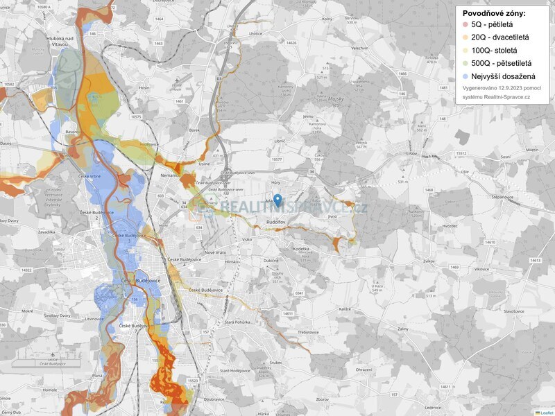 Mapa povodňových oblastí: obec