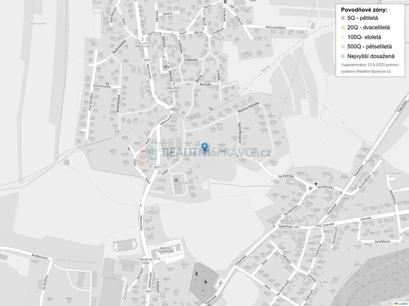 Mapa povodňových oblastí: ulice