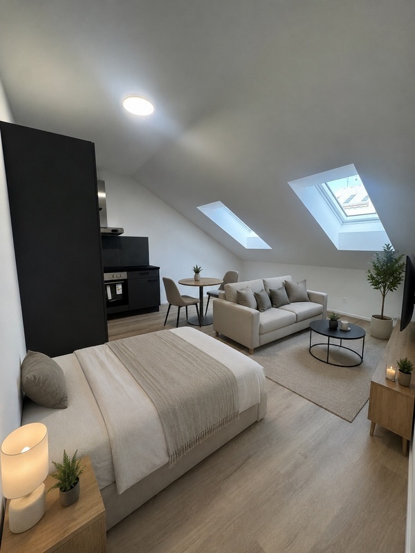 Pronájem podkrovního bytu 1+kk (30 m²) s parkovacím stáním – Rudolfovská tř., České Budějovice 6