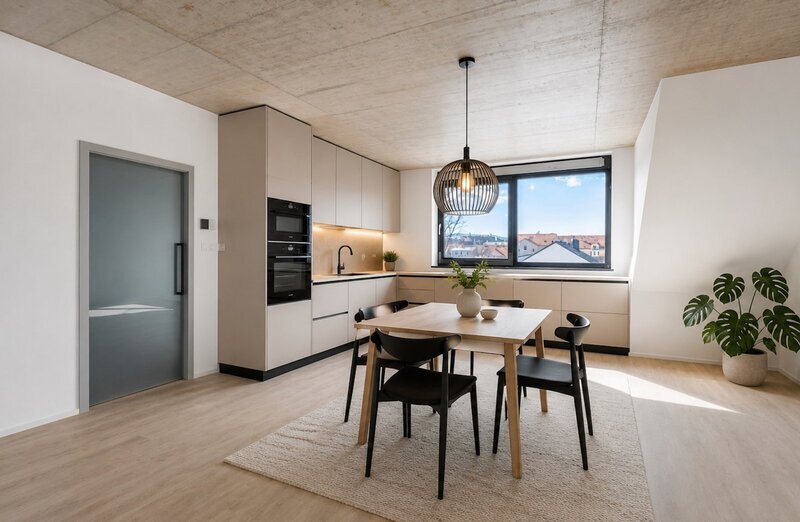 Moderní byt 3+kk (90,2 m²) se dvěma prostornými terasami v centru Českých Budějovic
